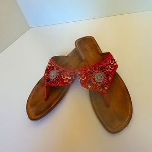 Montego Bay Club Sandals Size 6.5 Red with beading